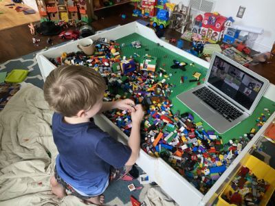 Child taking a course on lego in outschool