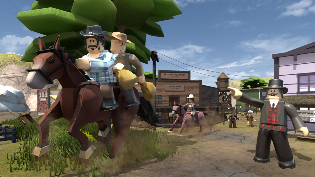 Still image of a wild west Roblox game