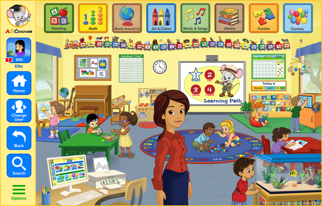 screenshot of the ABCmouse.com classroom