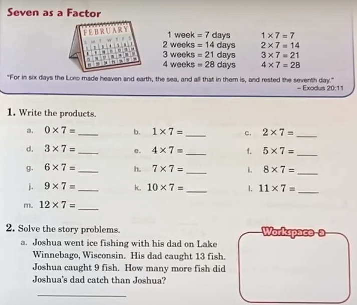 picture of abeka math workbook showing full color exercises