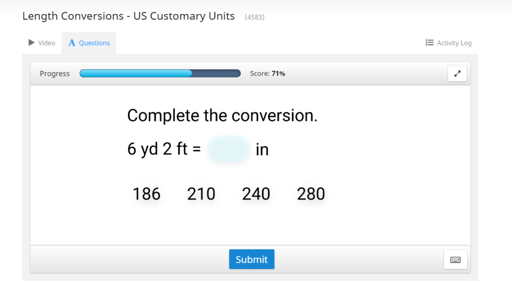 screenshot of ctcmath questions practice