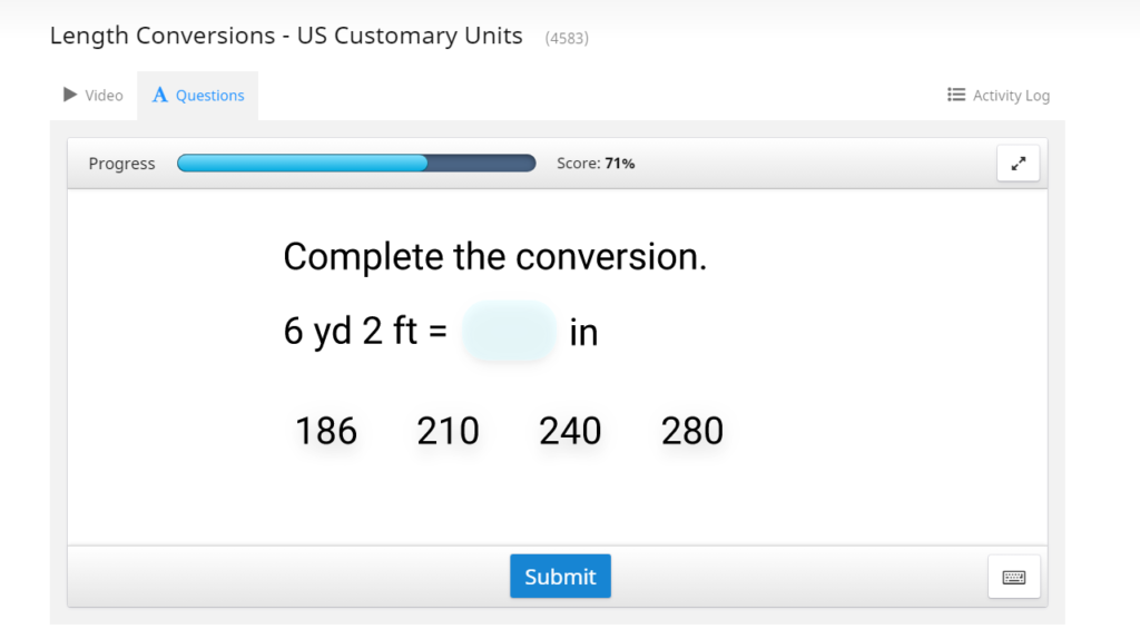 screenshot of practice questions for ctcmath lesson