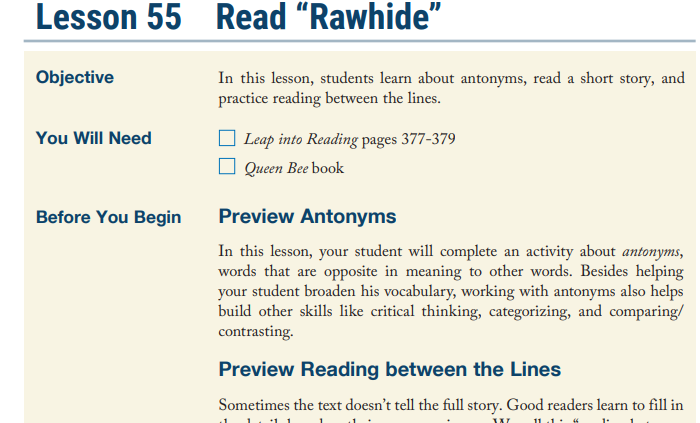 screenshot of all about reading leveled lesson introduction