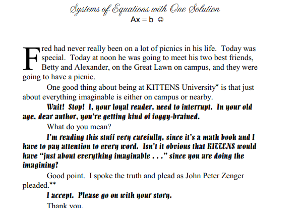 screenshot from linear algebra life of fred book