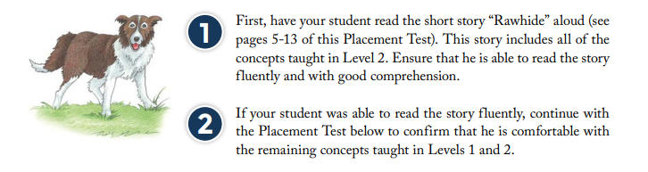 screenshot of placement test for all about reading 