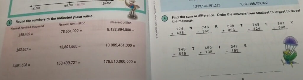 picture of horizons math workbook demonstrating procedural math