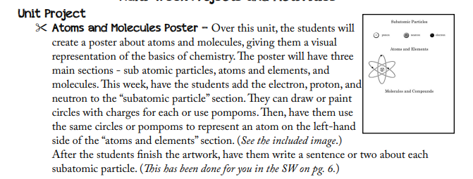 example of multi week project in elemental science