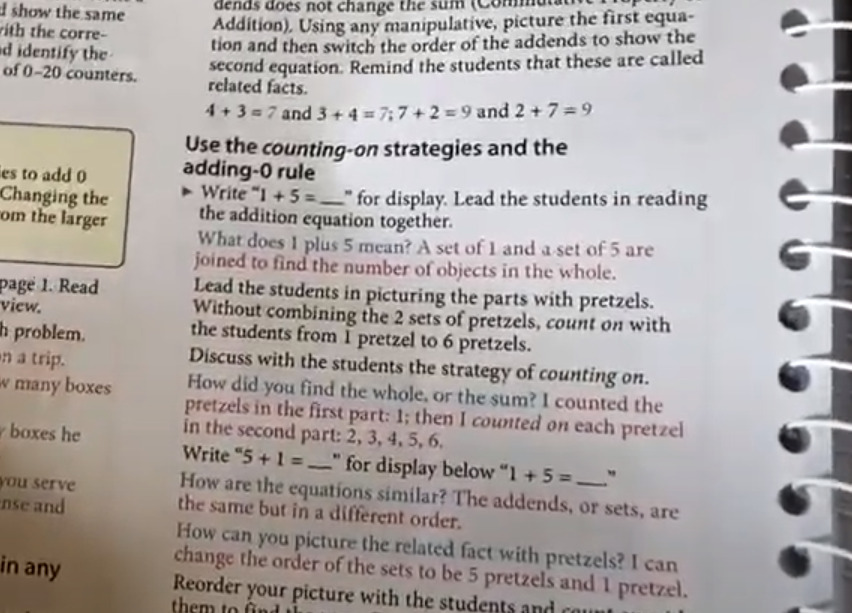 picture of bju math teacher's guide showing how to teach a concept