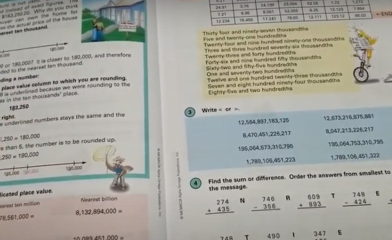 picture of horizons math student workbook showing full color illustrations