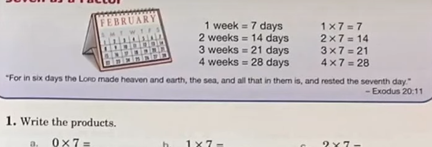 picture showing abeka math integration of christian and biblical values