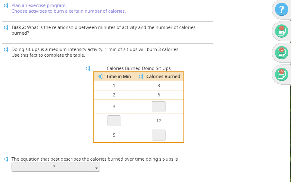 screenshot showing critical thinking exercise in a redbird math project