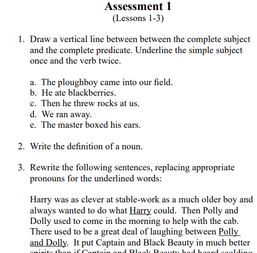 screenshot of test in learning language arts through literature