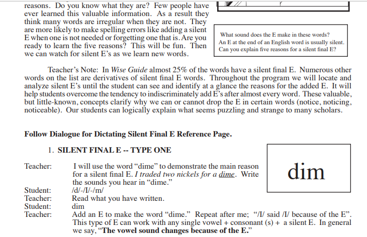 example of lesson instruction in spell to read and write