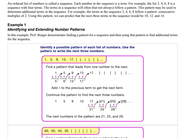 screenshot of thinkwell math notes