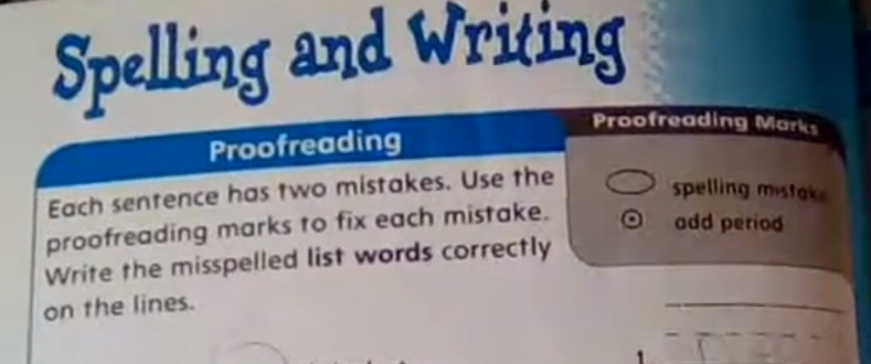 picture of spelling workout proofreading exercise