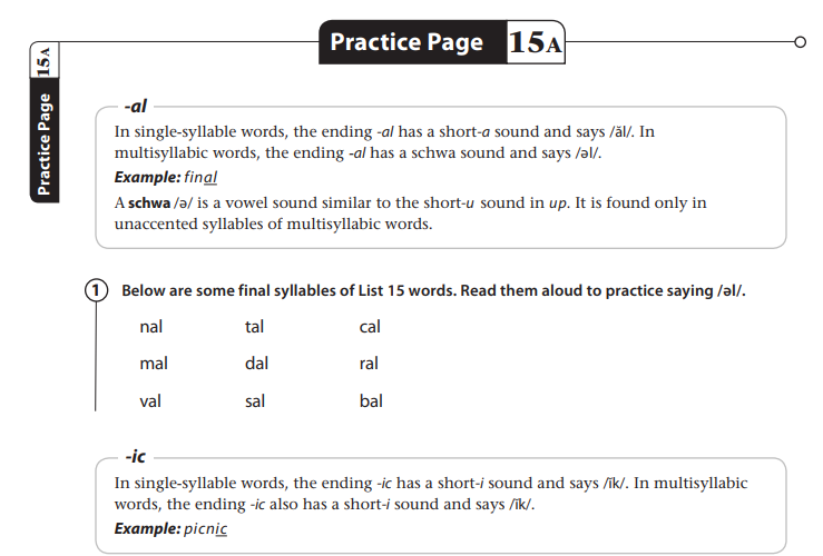 example of some instruction and review in megawords student book