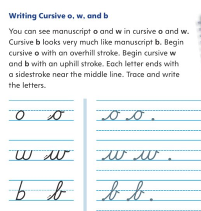 example of d'nealian instruction showing similarity between manuscript and cursive