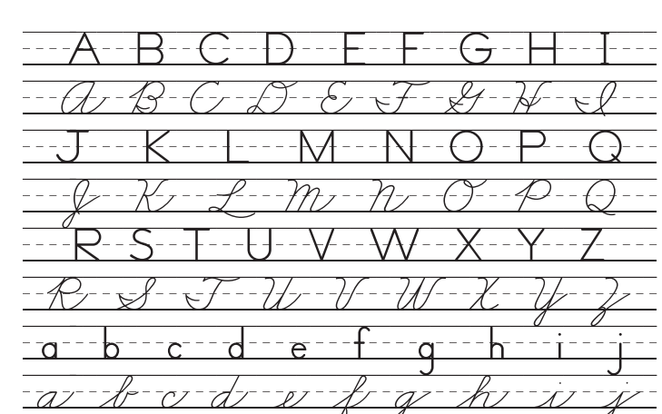 picture of zane bloser alphabet showing its lettering style