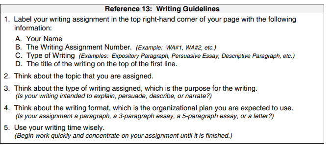 example of writing task in shurley english