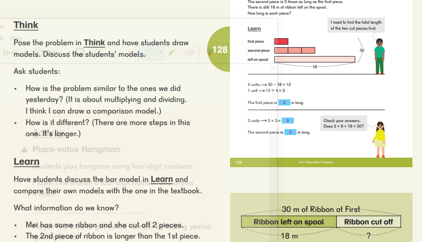 picture of singapore math dimensions lesson from teacher's guide