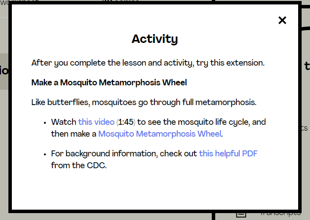 screenshot example of extra activity in mystery science lesson
