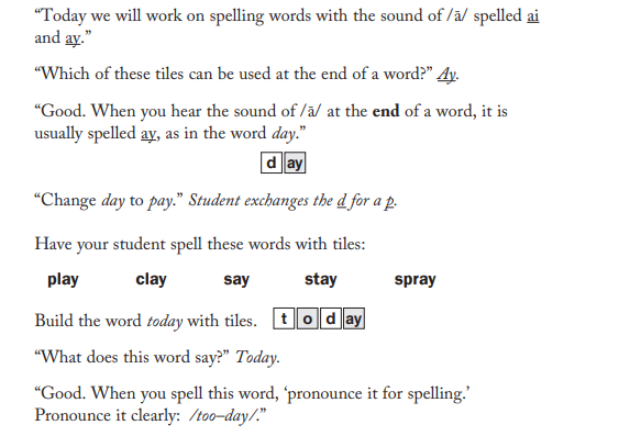 screenshot example of scripting in all about spelling