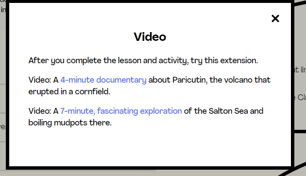 screenshot of extra video learning available for mystery science