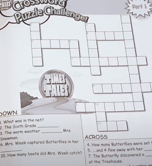 picture of times tales workbook crossword exercise that reinforces learning 