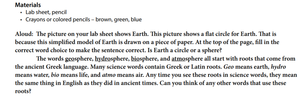 screenshot of real science odyssey earth science textbook scripting