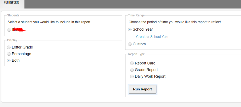 screenshot of online christian curriculum offering grading and report tools to homeschooling parents