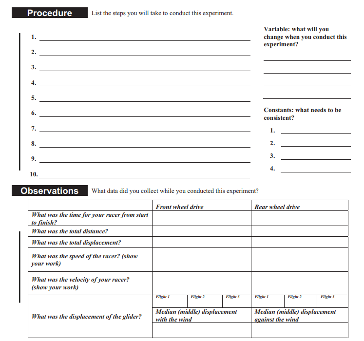 screenshot of structure and organization of exploration education logbook helping students create a lab report