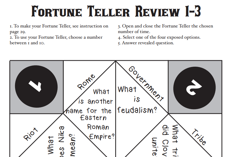 screenshot of fortune teller review game in curiosity chronicles