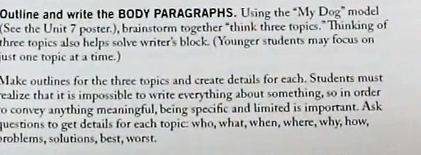 example of a middle school program teaching students how to write in a more organized way