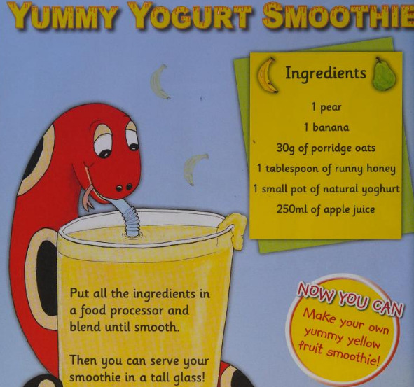 picture of student smoothie making activity in jolly phonics student book