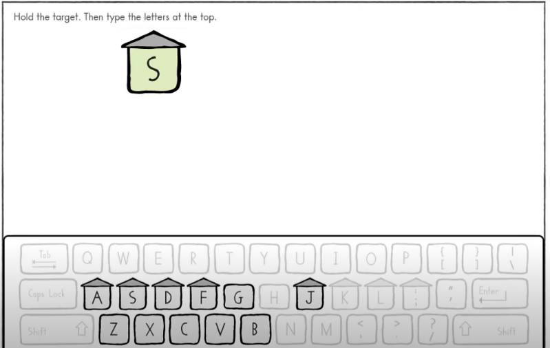 screenshot of typing activity in keyboarding without tears