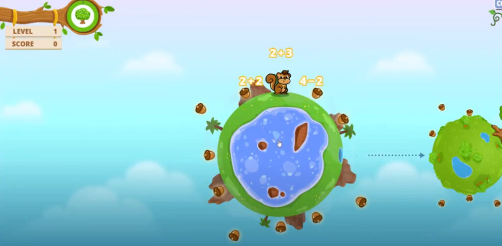 screenshot of squirrel game in time4mathfacts