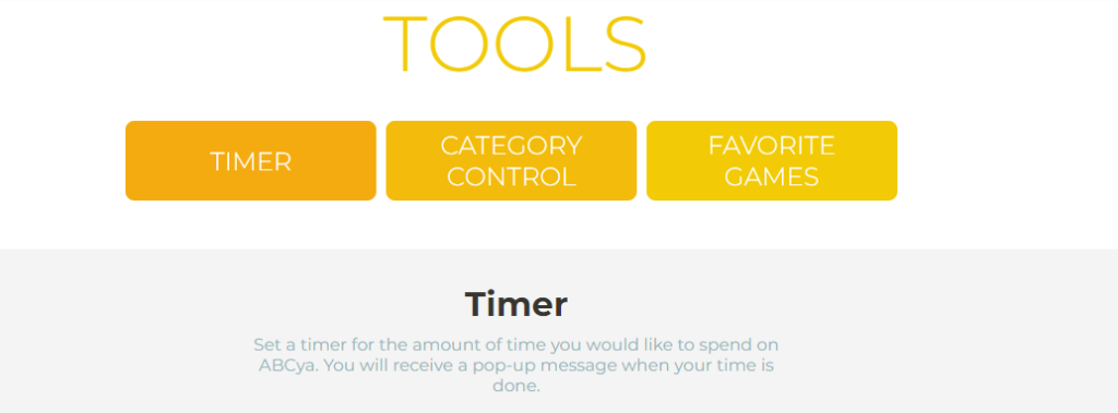 screenshot of tools section on abcya and parental controls