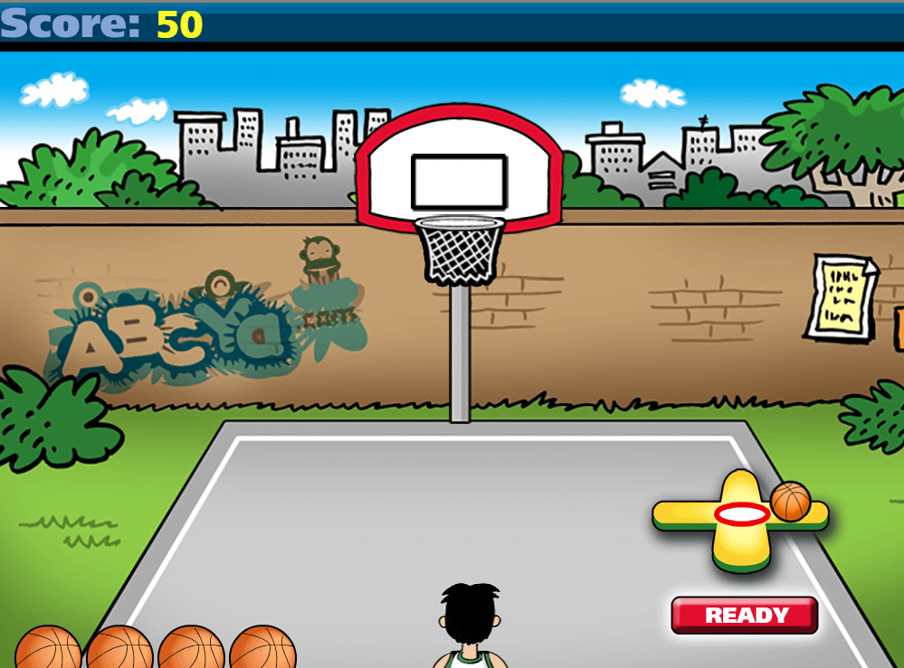 screenshot of basketball game in abcya showing graphics and style