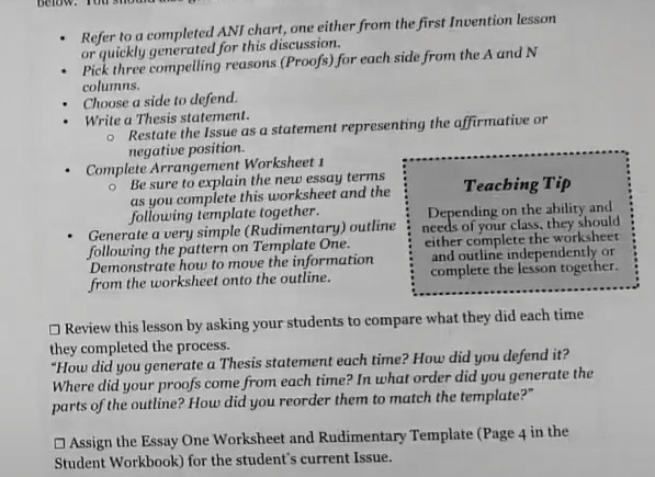 example of scripting found in lost tools of writing teacher's guide
