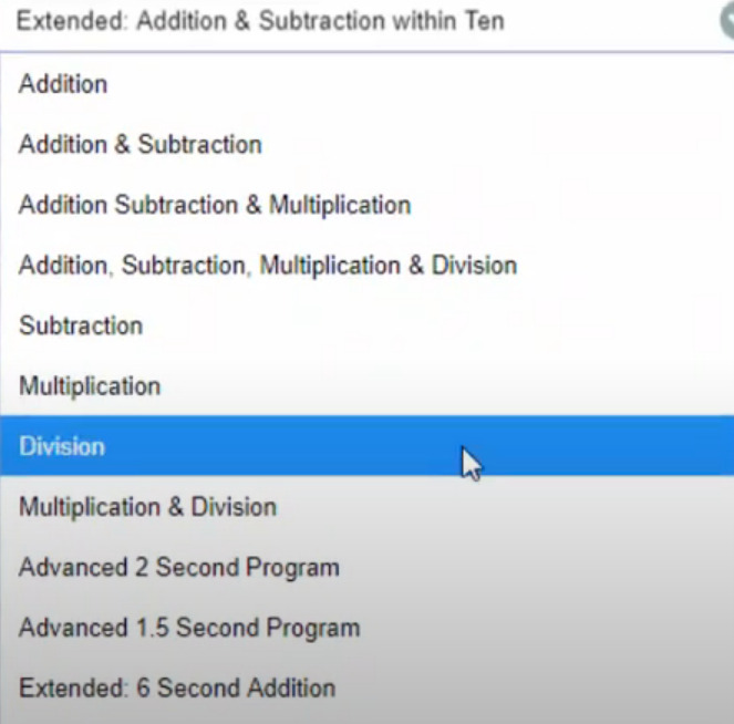 example of extra options on paid account of xtra math