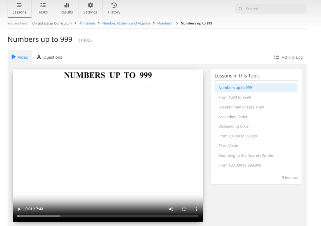 screenshot of ctcmath lesson page showing video layout and easy to use navigation