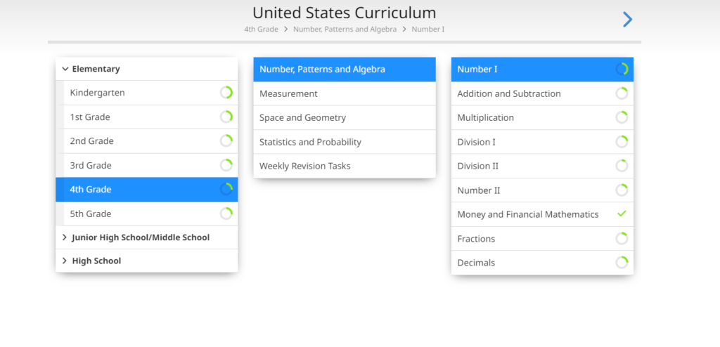 screenshot of ctc math main page showing clean look and feel