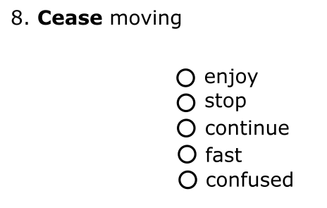 example of a CAT test question in vocabulary for homecshools