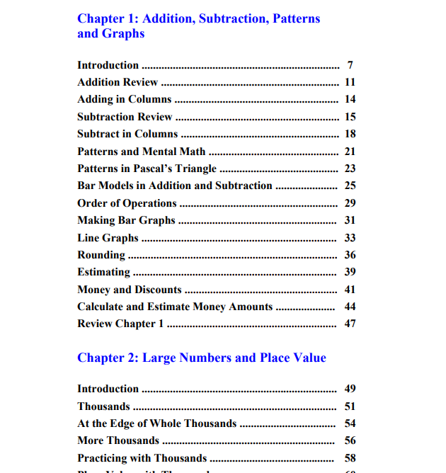 example of how a mastery math curriculum is laid out over a year