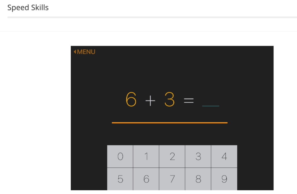 screenshot of ctcmath speed skills practice