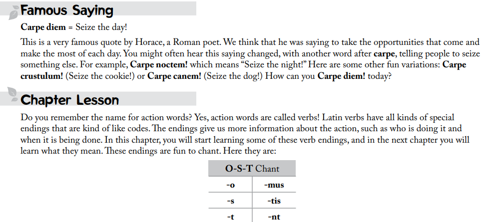 picture of lesson instruction in song school latin