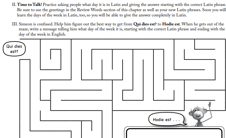 picture of discussion and puzzle activities found in song school latin