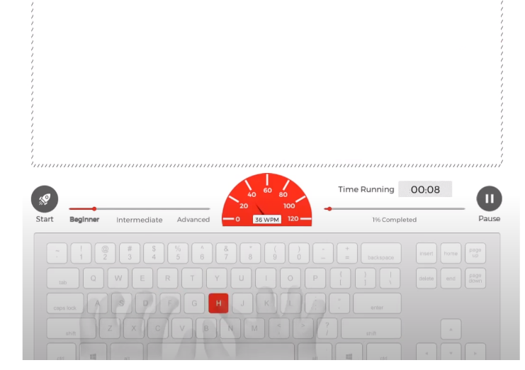 screenshot of learning area in mavis beacon teaches typing