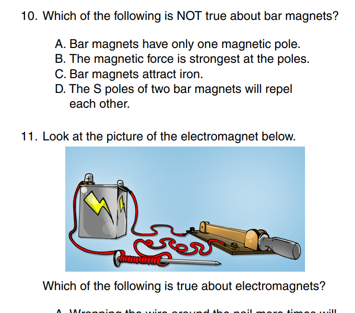 screenshot of rock n learn science test