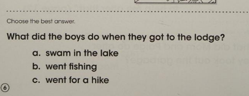 picture of comprehension workbook question found in primary phonics